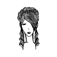 Silhouette of a Woman with a Long Hairstyle. Image for Beauty Salon or Logo Woman Face on White Background