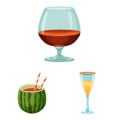 Vector illustration of drink and bar icon. Collection of drink and party stock vector illustration.