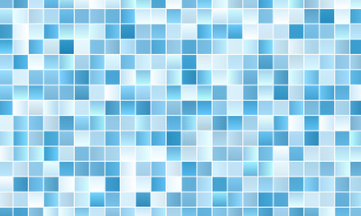 Pale blue white mosaic square background with blurred gradient and white outlines, vector illustration template