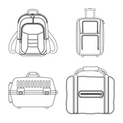 Isolated object of suitcase and baggage symbol. Set of suitcase and journey stock symbol for web.