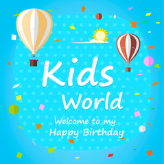 Kids Happy Birthday celebration Invitation card design with beautiful decoration.