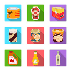 Isolated object of can and food sign. Set of can and package stock symbol for web.