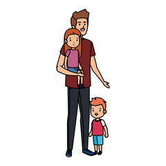 father with son and daughter characters