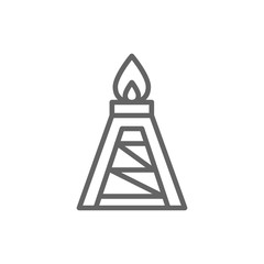 Oil rig, fuel platform, pumping station line icon.