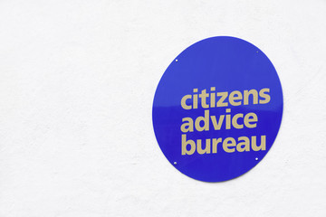 Citizens advice bureau sign at office building England UK