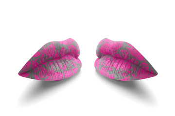 Lips. Fashion Concept Lipstick. Multicolored lips. Modern minimal art.