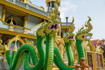 Thai dragon or Snake god Nagas statue at the Wat Tham Sua or Tiger Cave Temple iin Krabi province