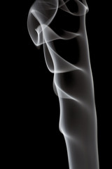 white smoke column isolated on black