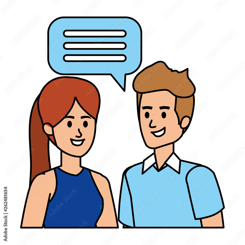 Canvas Prints young couple with speech bubble