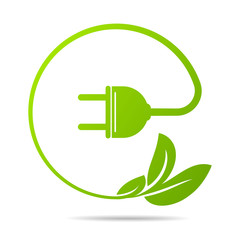 Energy sveing  leaves and electric plugs design