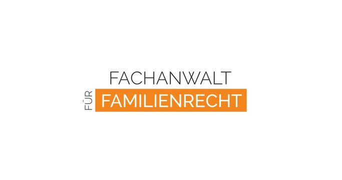 Anwalt f&uuml;r Familienrecht. Moderne Animation, die die Leistungen einer Kanzlei zeigt. Farben: Wei&szlig;/Orange
