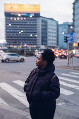 Fototapeta premium young and beautiful black girl in the street