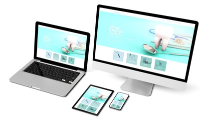Fototapeta premium devices collection showing dentist website