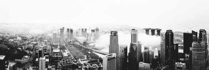 Singapore Downtown CBD Skyscrapers - Cloudy weather - Business District