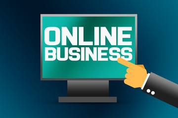 Online business word on computer screen