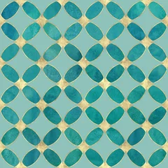 Wall murals Turquoise Seamless watercolour teal turquoise gold glitter abstract texture.