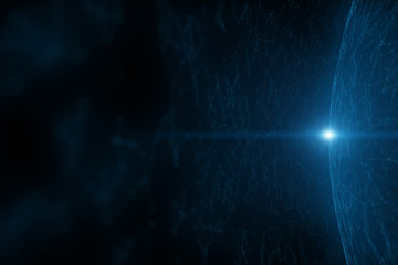 Futuristic cyberspace planet in the universe