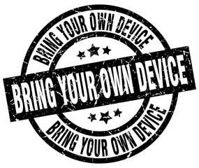 bring your own device round grunge black stamp