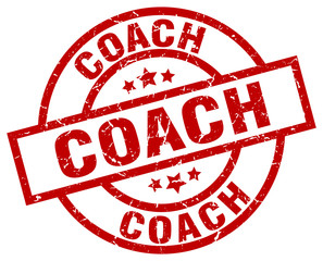 coach round red grunge stamp