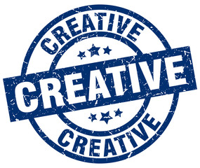 creative blue round grunge stamp