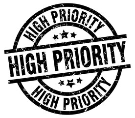 high priority round grunge black stamp