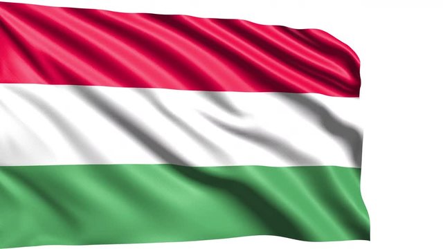 flag of Hungary with fabric structure in the wind (alpha channel, loopable)