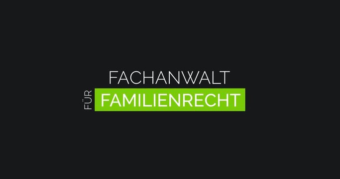 Anwalt f&uuml;r Familienrecht. Moderne Animation, die die Leistungen einer Kanzlei zeigt. Farben: Schwarz/Gr&uuml;n