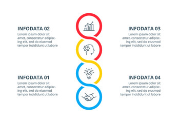 Vertical vector flat abstract element for infographic. Presentation slide 4 with options or steps.