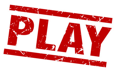 square grunge red play stamp