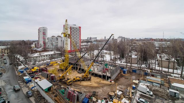 Lifting high yellow crane for building construstion