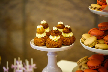 Delicious romanian cake on candy bar