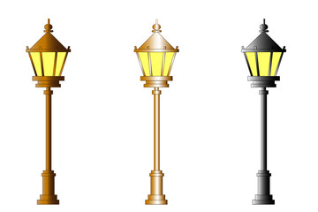 Cast-iron street lamp isolated on white background. Clipping path included.