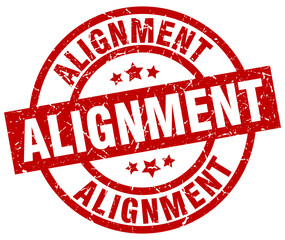 alignment round red grunge stamp