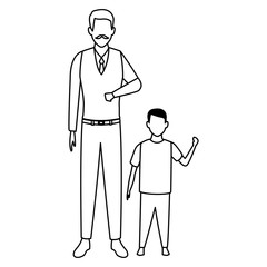 old man with kid black and white