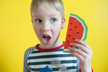 White boy messing around with a watermelon
