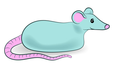 Vector holiday illustration with symbol of the 2020 year - cute Rat. Design for prints for children.