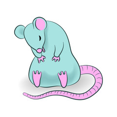 Vector holiday illustration with symbol of the 2020 year - cute Rat. Design for prints for children.