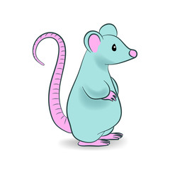 Vector holiday illustration with symbol of the 2020 year - cute Rat. Design for prints for children.