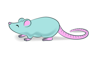 Vector holiday illustration with symbol of the 2020 year - cute Rat. Design for prints for children.
