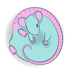 Vector holiday illustration with symbol of the 2020 year - cute Rat. Design for prints for children.