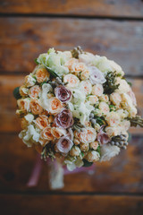 Peach and green  wedding bouquet.