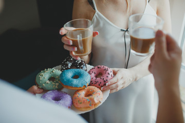 Man brought keeps donuts and coffee