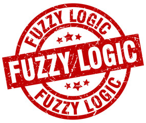 fuzzy logic round red grunge stamp