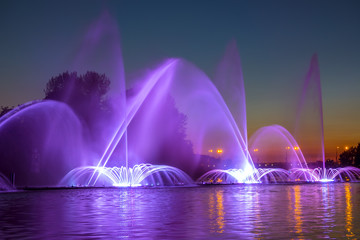 City Fountain with Evening Illumination