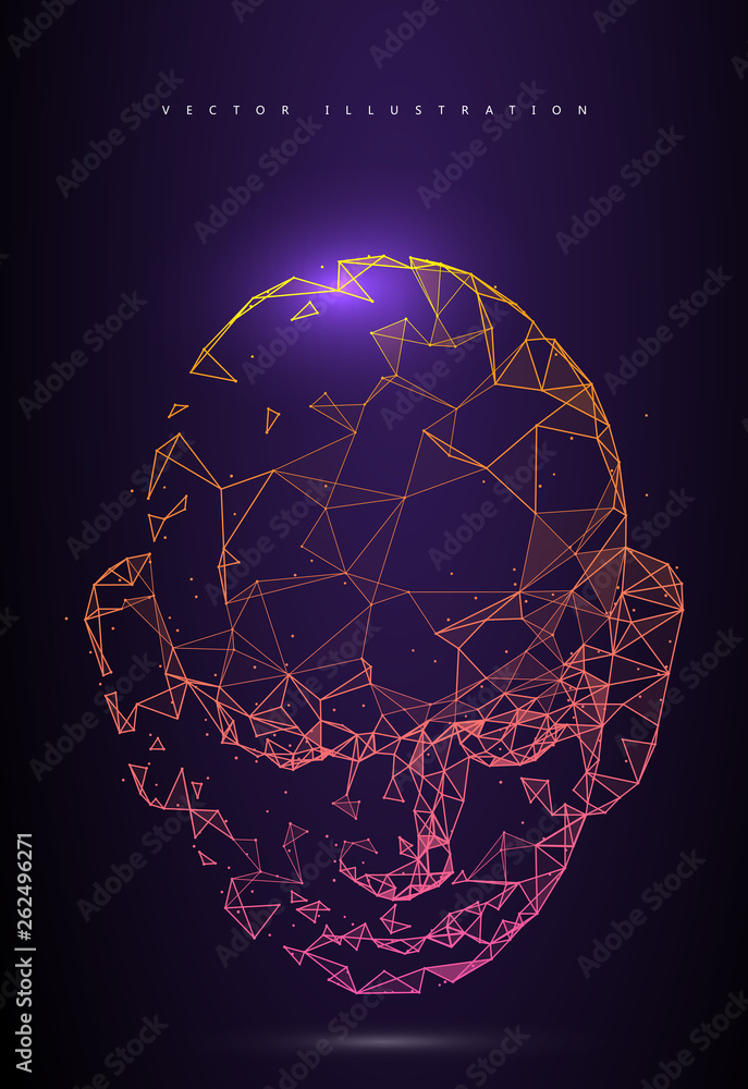 Poster lines connected to thinkers, symbolizing the meaning of artificial intelligence.