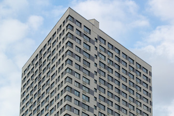 A modern building in the city. Triangular shape