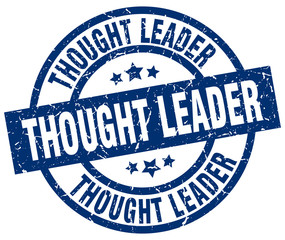 thought leader blue round grunge stamp