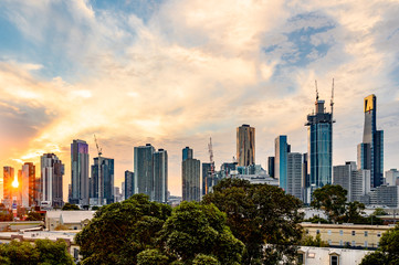 Fototapeta premium Melbourne City Skyline at Sunset