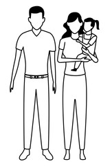 family avatar cartoon character in black and white