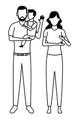 family avatar cartoon character in black and white